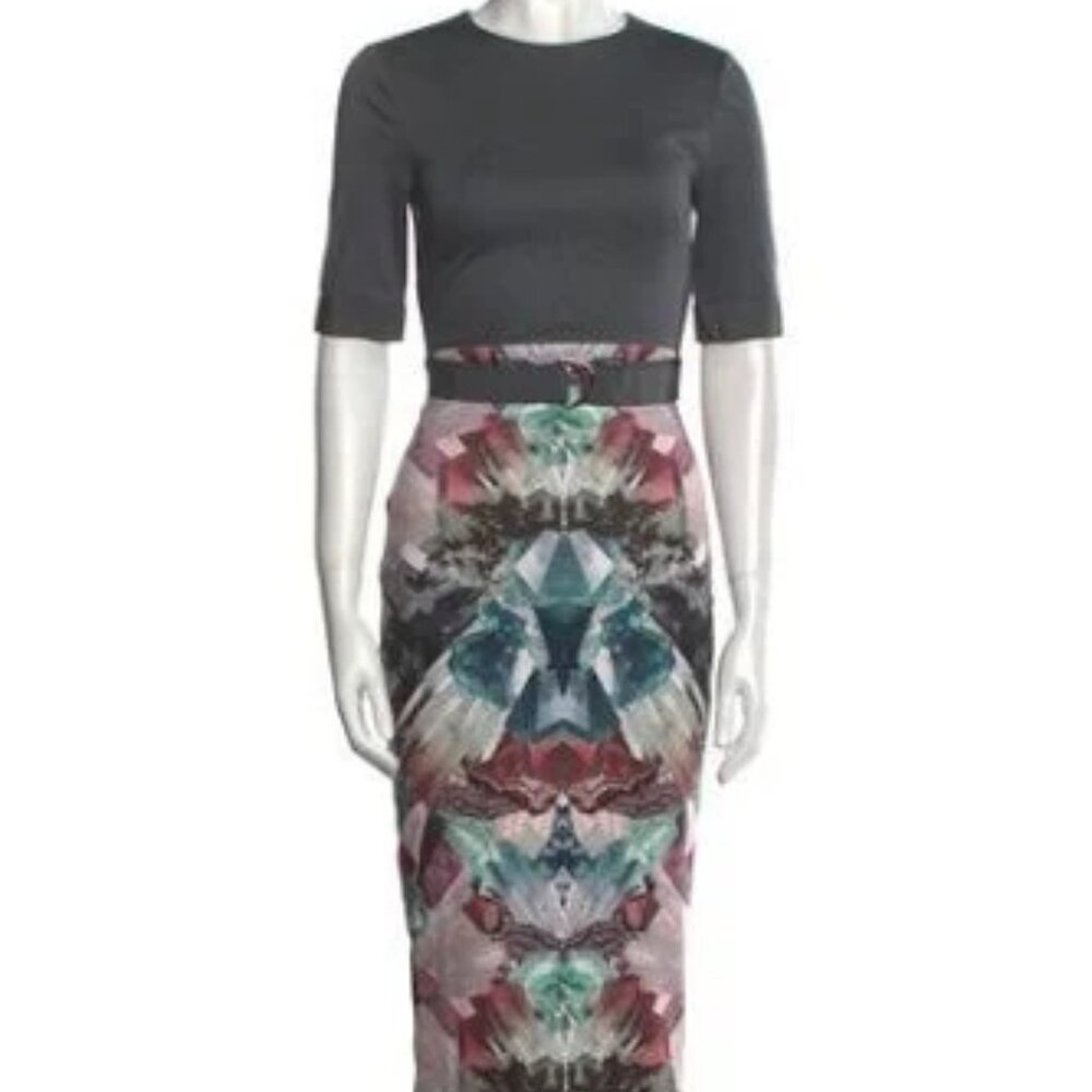 Ted Baker Grey Midi Sheath Dress Sz 6